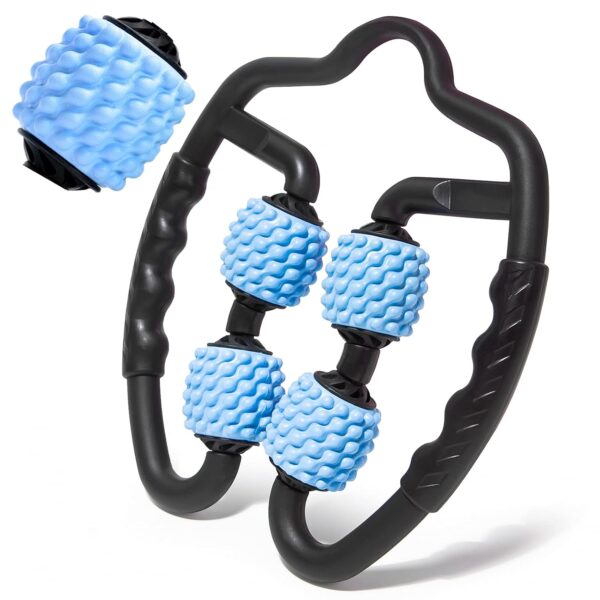 3D Muscle Massage Roller mit Griff - Triggerpunkt Massage für Beine, Faszienrolle für tiefes Gewebe, 360° Handmassage