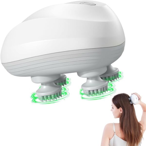 ADDLIVE Elektrischer Kopfmassager, IPX7 Wasserdicht, 4 Aufsätze, Ganzkörpermassage