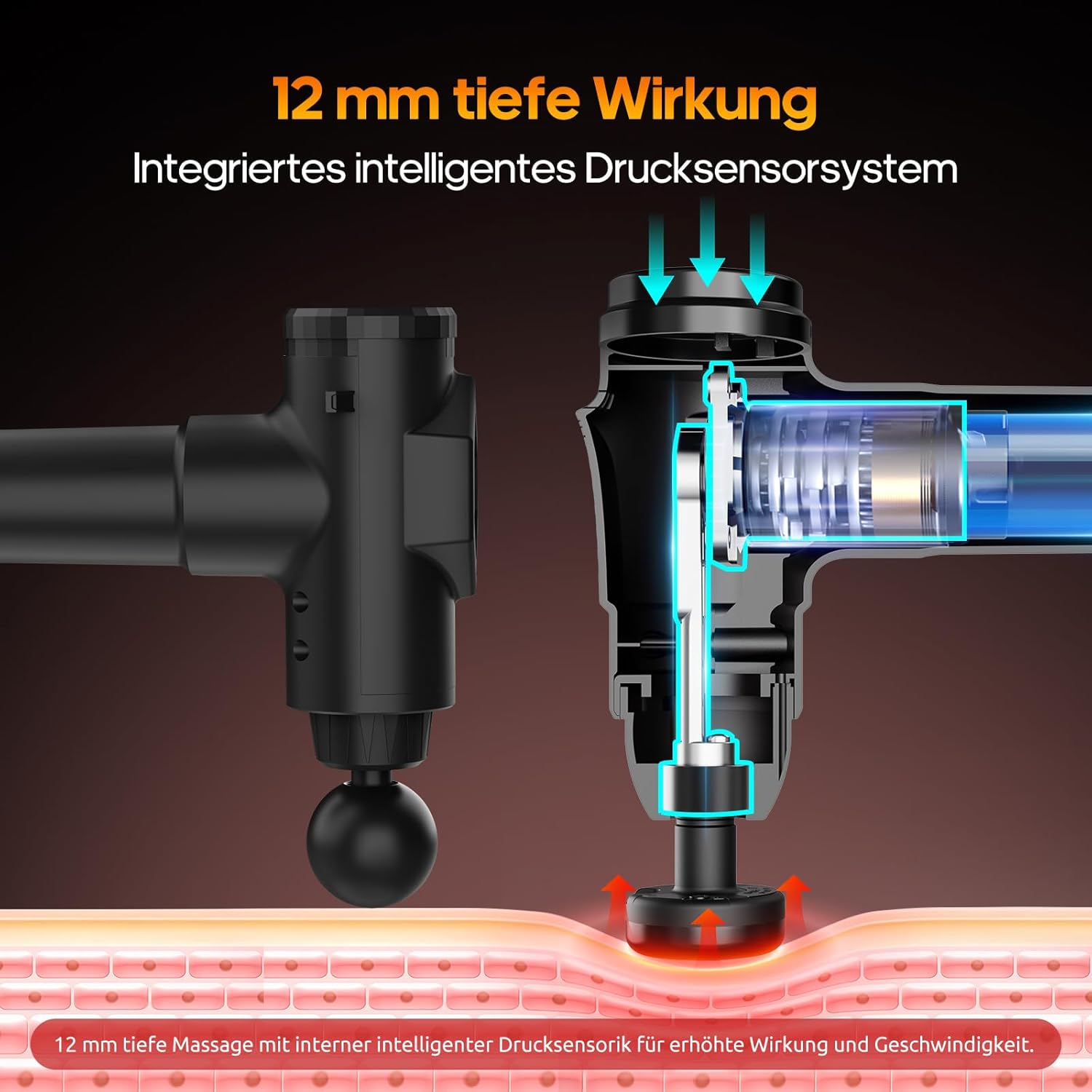 AERLANG Massagepistole mit Wärme, 20 Stufen, LED-Display, 7 Aufsätze