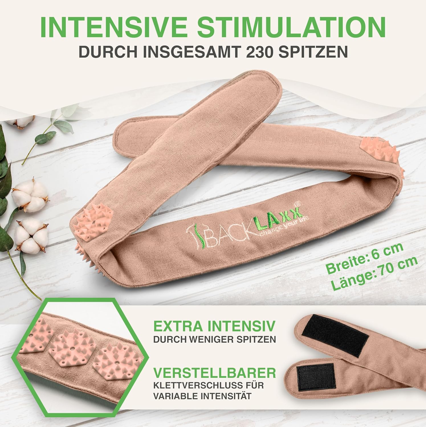 BACKLAXX® Akupressur-Headband gegen Migräne und Kopfschmerzen, Massage mit Tasche, Beauty-Pflege, Rosa