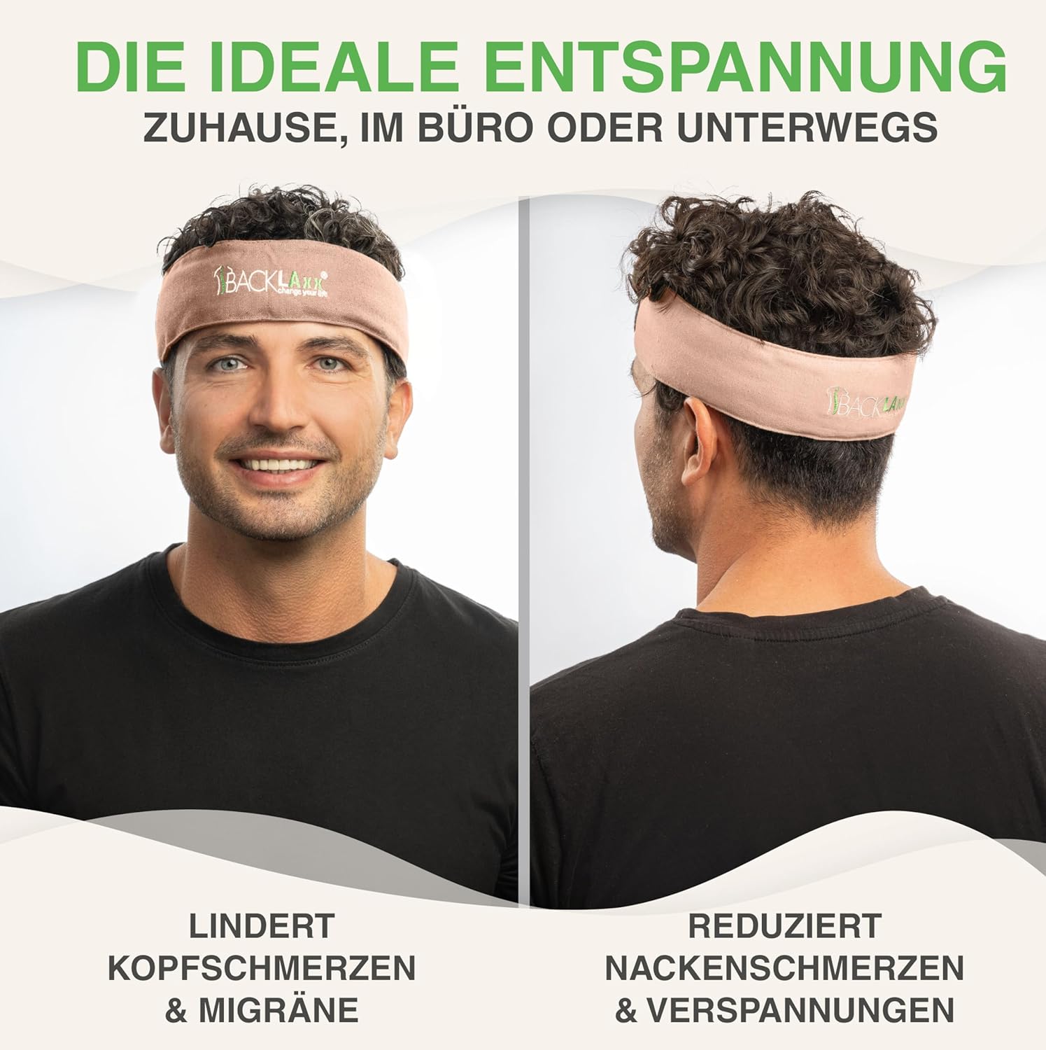 BACKLAXX® Akupressur-Headband gegen Migräne und Kopfschmerzen, Massage mit Tasche, Beauty-Pflege, Rosa