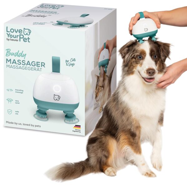 Beurer Buddy Massager für Hunde & Katzen, Ultra-leise mit Silikon-Aufsätzen