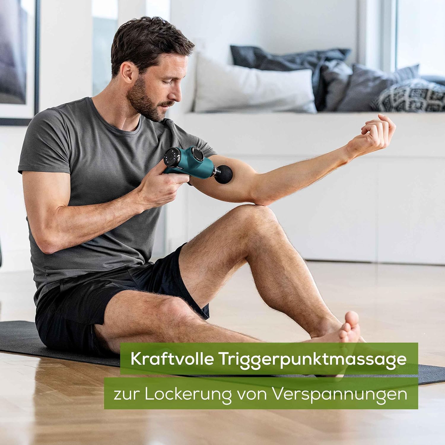 Beurer Massagepistole mit 5 Stufen, 4 Aufsätzen, starker Triggerpunkt-Massagegerät