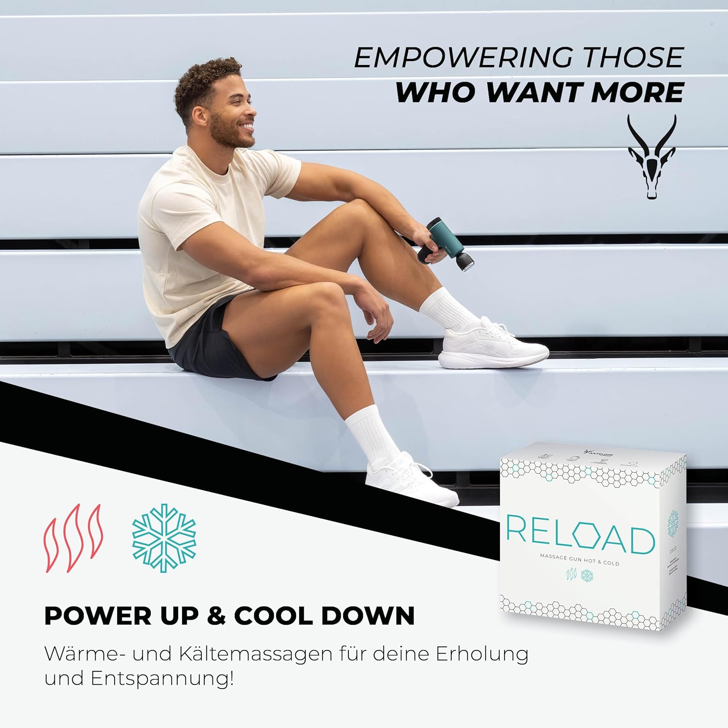 Beurer Reload Massagepistole mit Wärme-Kälte-Funktion, 5 Aufsätzen, 3000 U/min