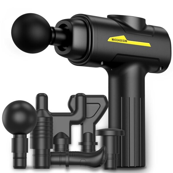 [Brand] Massagepistole für Muskeln, 6 Aufsätze, stufenlos regulierbar, USB-C-Ladeanschluss