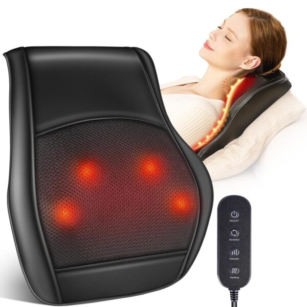 Brelley Halsmassagegerät mit Wärme, Shiatsu Rückenmassage 3D Tiefenmassage