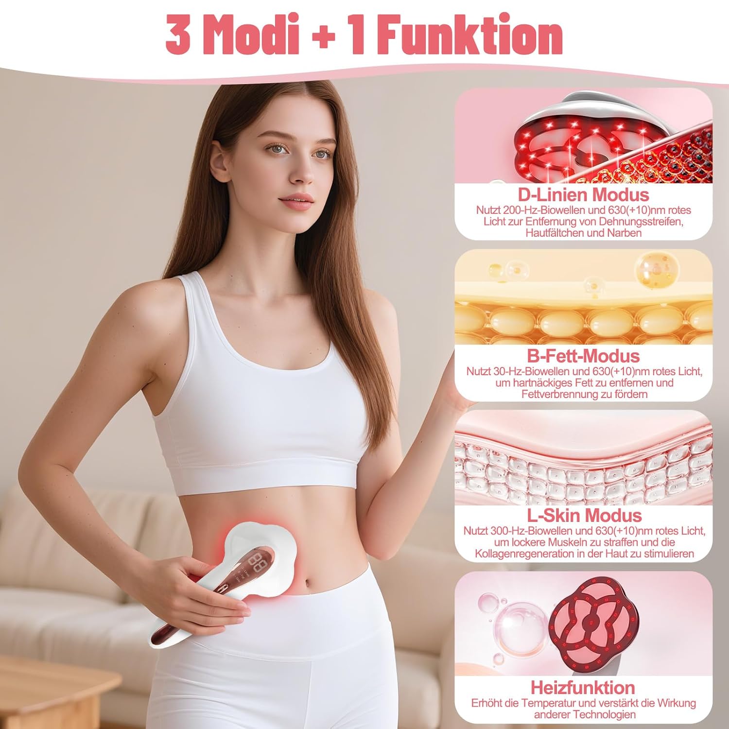 Cellulite-Massager Lymphdrainage 3 Modi 15 Einstufen Wärmebehandlung für Beine, Po, Taille, Arme