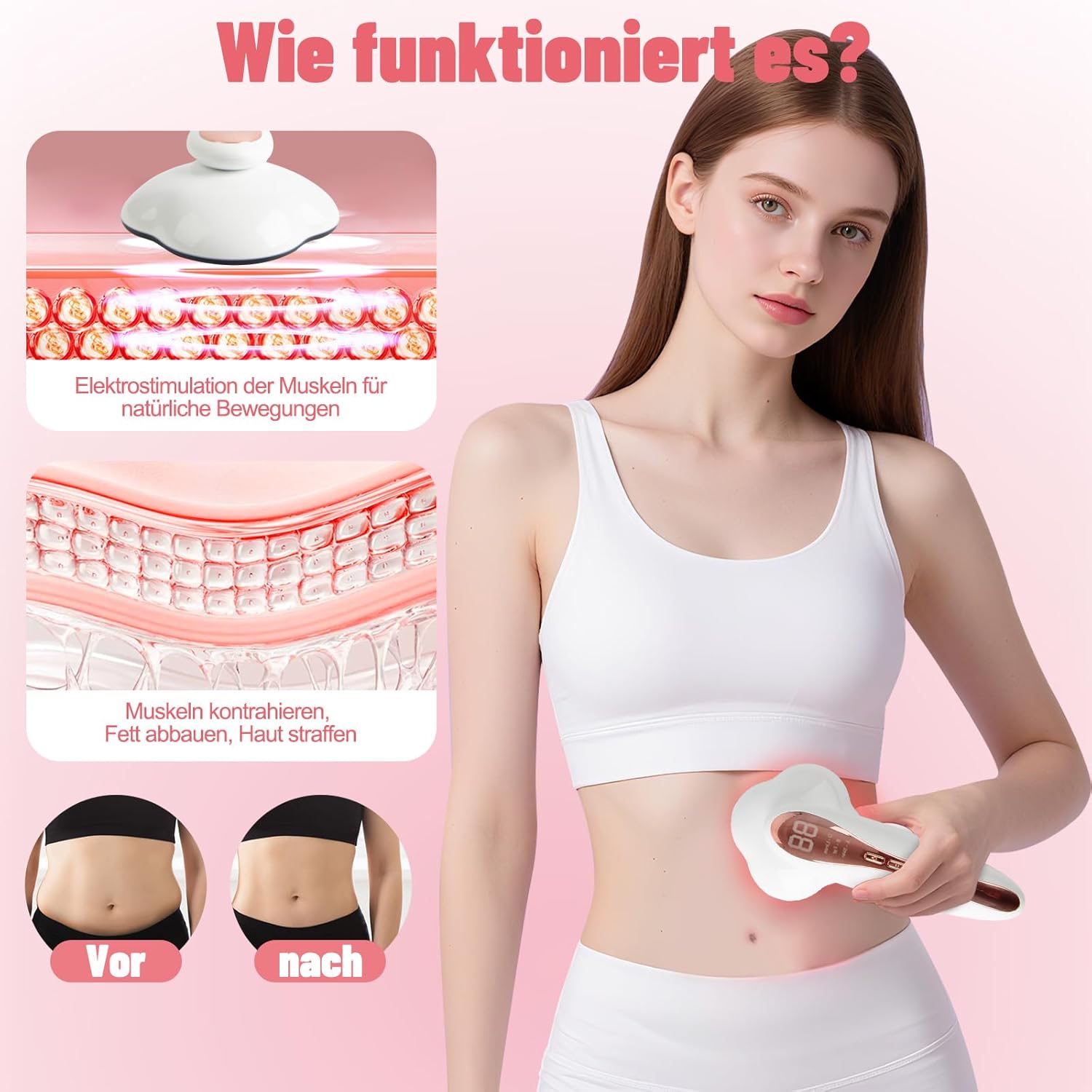 Cellulite-Massager Lymphdrainage 3 Modi 15 Einstufen Wärmebehandlung für Beine, Po, Taille, Arme