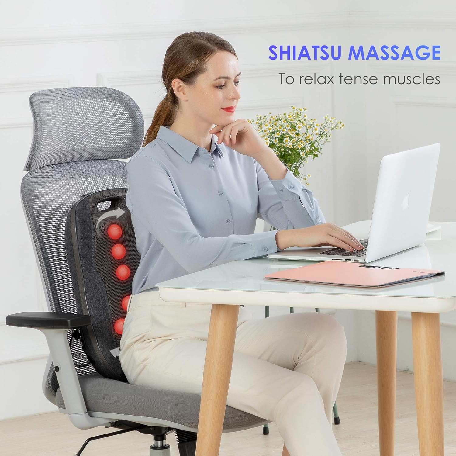 COMFIER Massageauflage Shiatsu mit Wärme tragbar für Büro & Zuhause