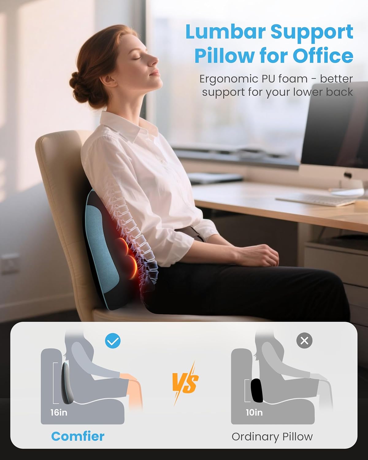 COMFIER Shiatsu Rückenmassagekissen mit Wärmefunktion für Nacken und Schultern