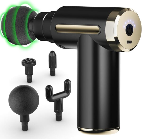Cotsoco Mini Massagepistole – Stille Percussion-Massage für tiefes Gewebe, 4 Aufsätze, tragbar