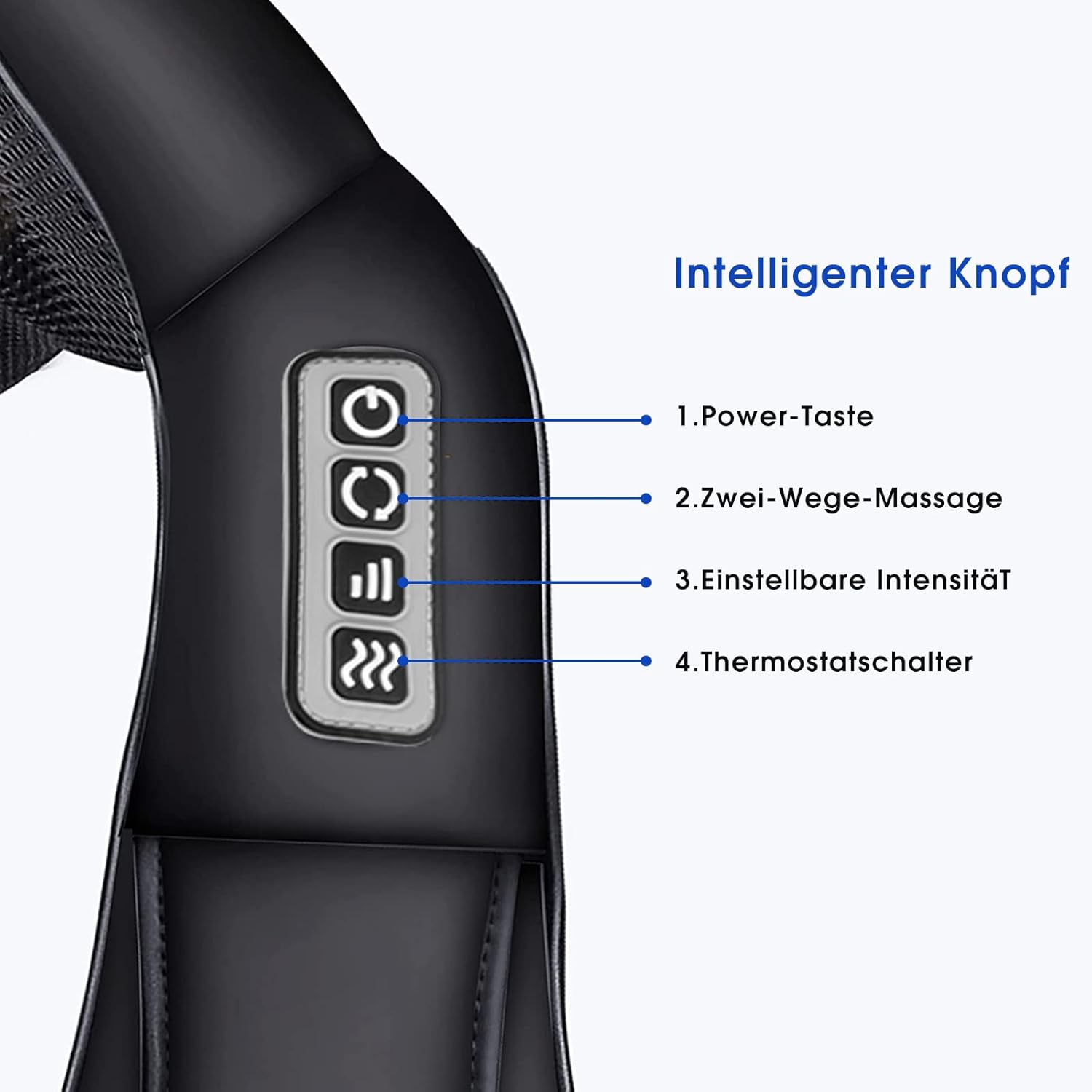 Deep Tissue Shiatsu Halsmassagegerät mit Wärmefunktion, elektrische Massage für Hals, Schultern, Rücken, Muskelentspannung und Schmerzlinderung zu Hause, im Büro und im Auto