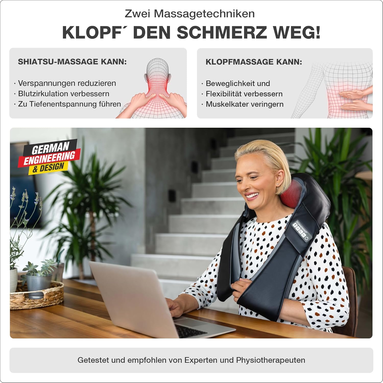 DONNERBERG® Rückenmassagegerät Shiatsu mit Wärme 7 Jahre Motorschutz