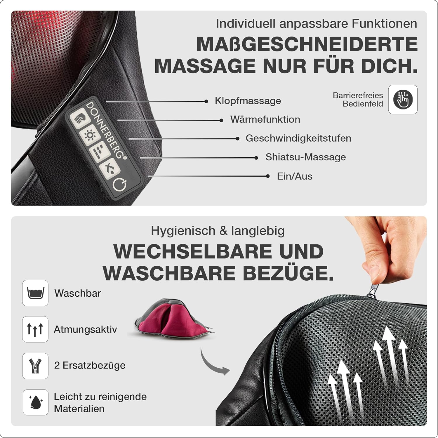 DONNERBERG® Rückenmassagegerät Shiatsu mit Wärme 7 Jahre Motorschutz