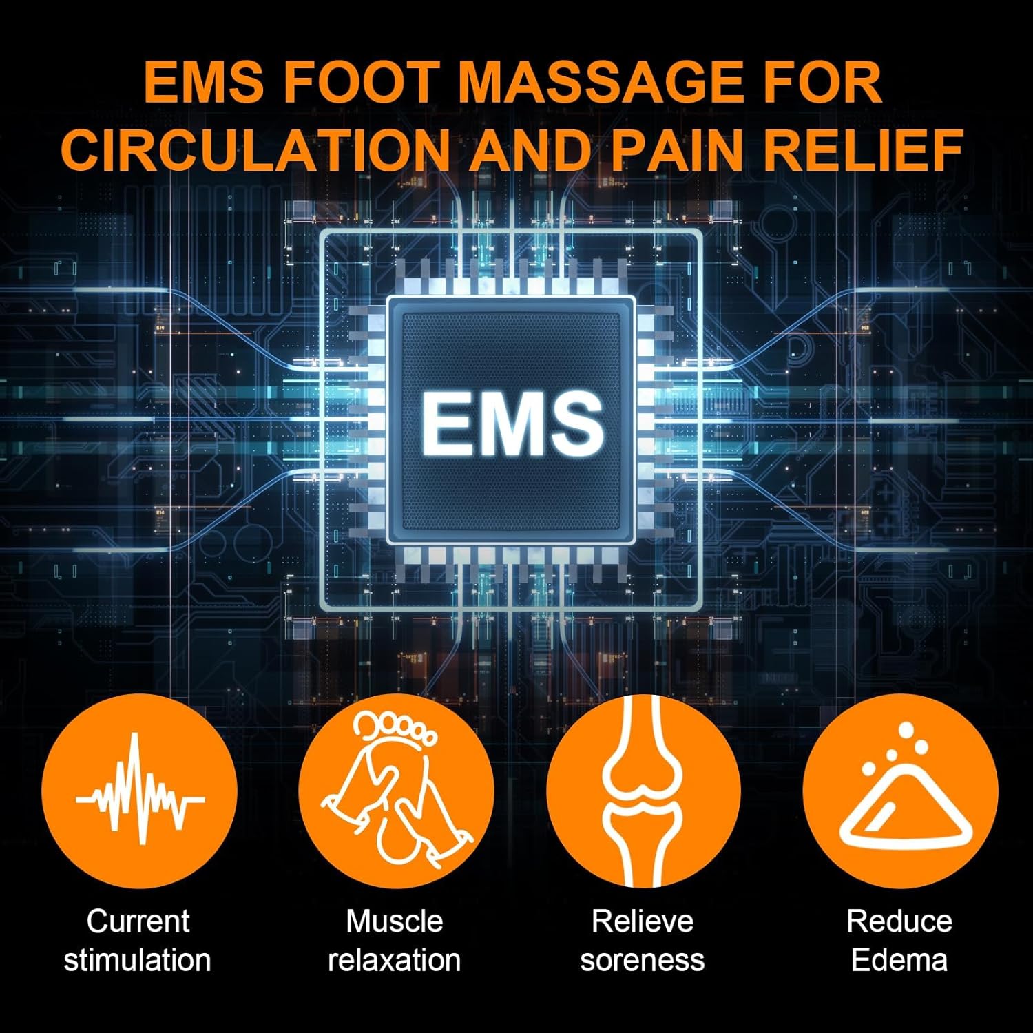 EMS Fußmassager Schuhe, 7 Modi, Fernbedienung, Schmerzlinderung, Kreislaufunterstützung, tragbar