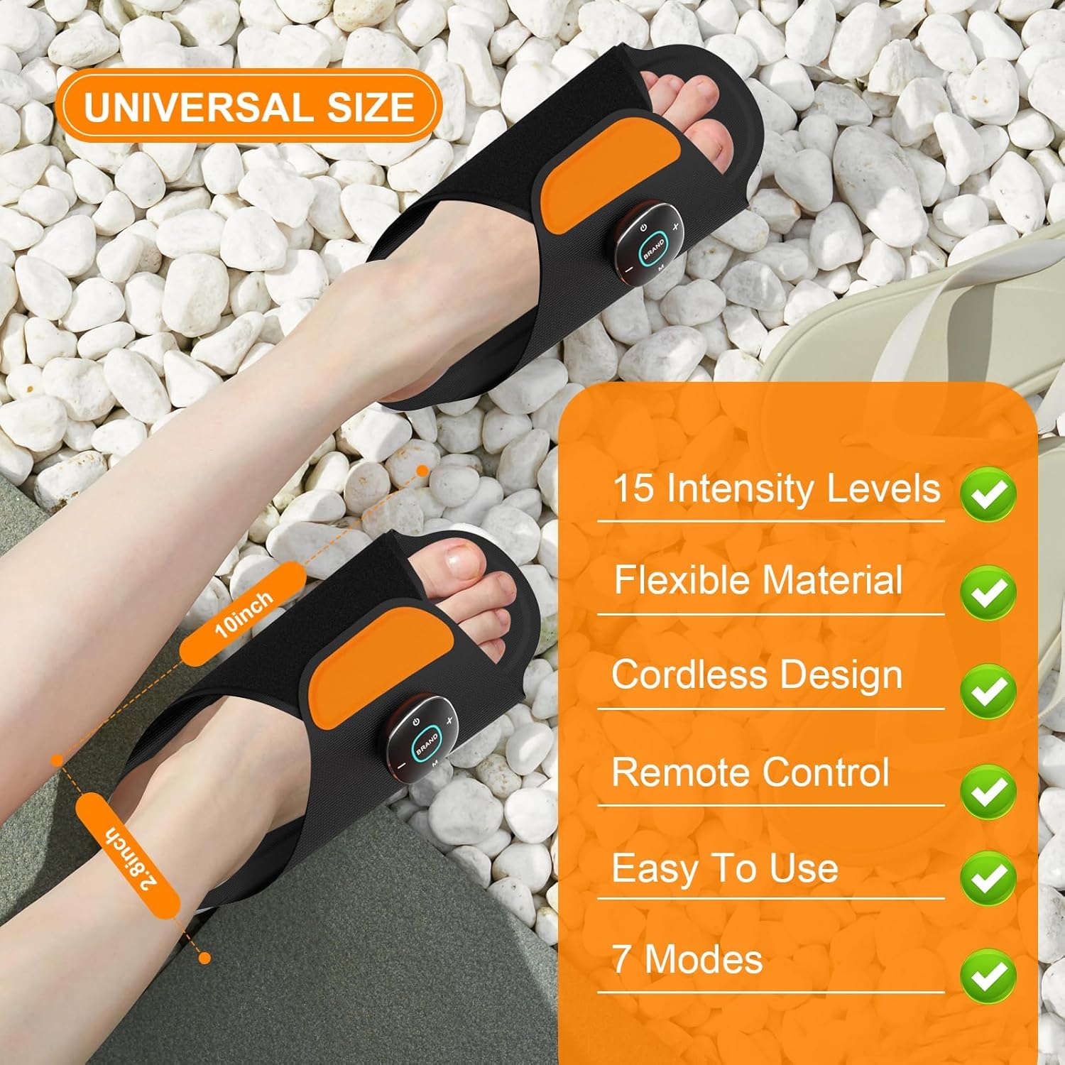 EMS Fußmassager Schuhe, 7 Modi, Fernbedienung, Schmerzlinderung, Kreislaufunterstützung, tragbar