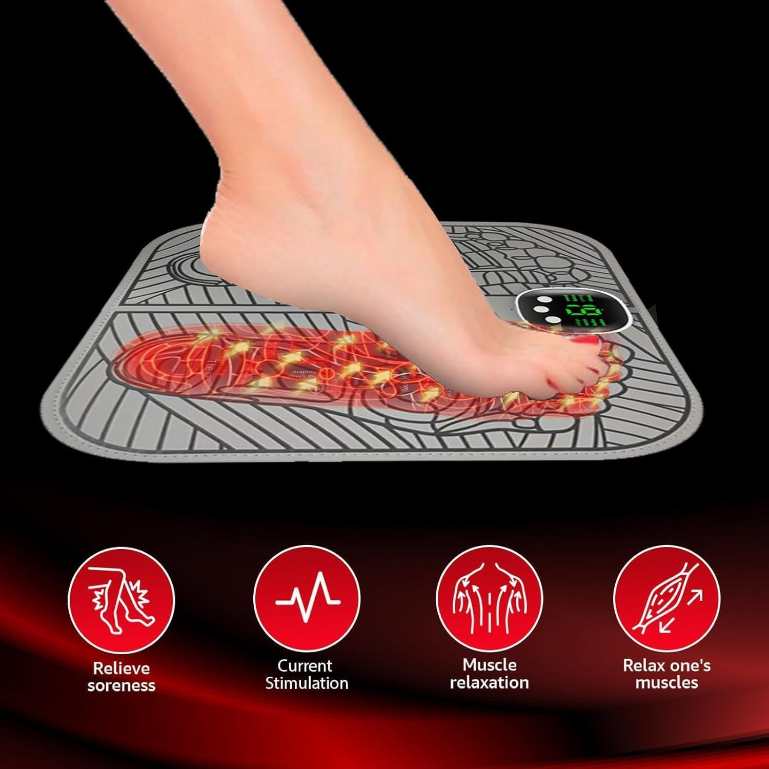 Jkevow Fußmassager Elektrisch 8 Modi 19 Stufen EMS Blutkreislauf Förderung