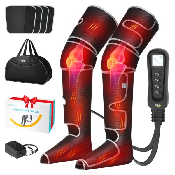 Leg Massager für Durchblutung und Schmerzlinderung, Wärme- und Kompressionsmassage für Lymphdrainage, 2 Heizstufen, 4 Intensitätsstufen, 5 Modi, Geschenk für Männer und Frauen
