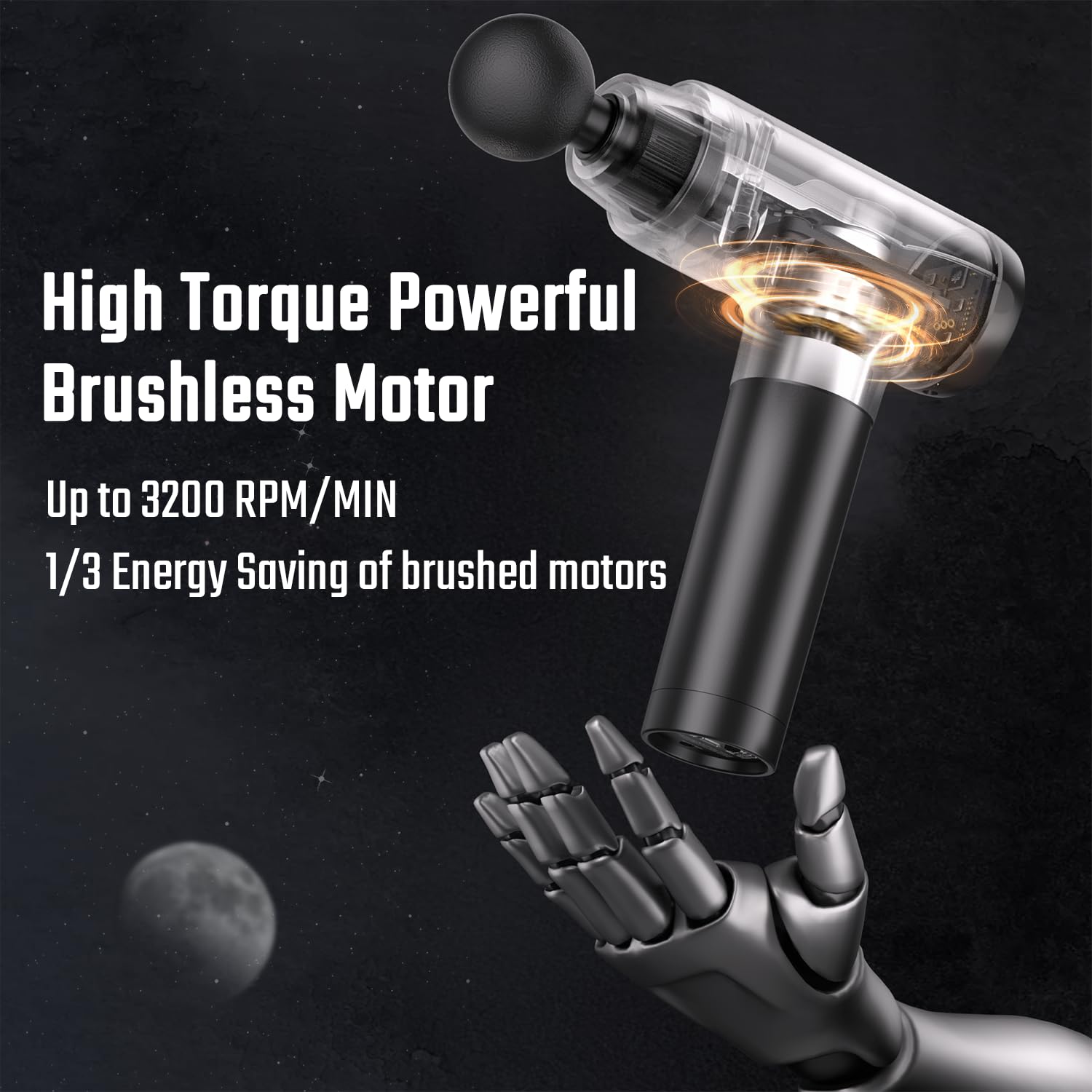 Massage Gun Pro 20 Geschwindigkeiten, LED-Display, 9 Aufsätze, leise