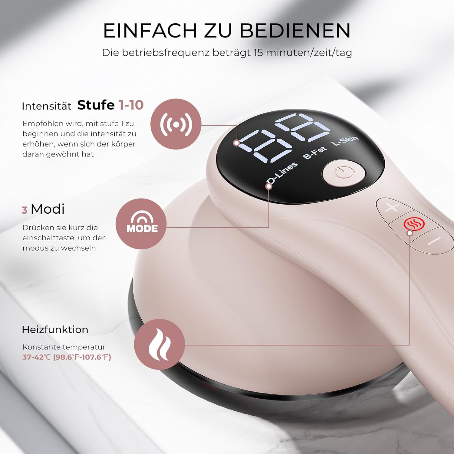 Massager Cellulite-Massagegerät mit 4 Köpfen für Bauch, Beine, Po