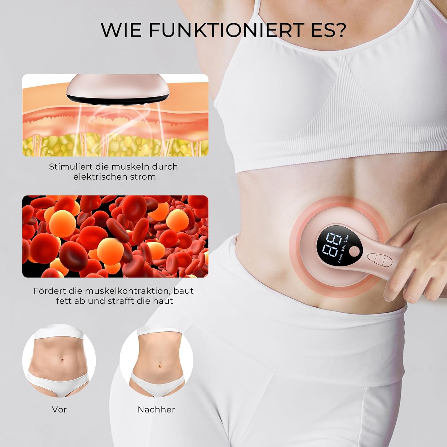 Massager Cellulite-Massagegerät mit 4 Köpfen für Bauch, Beine, Po