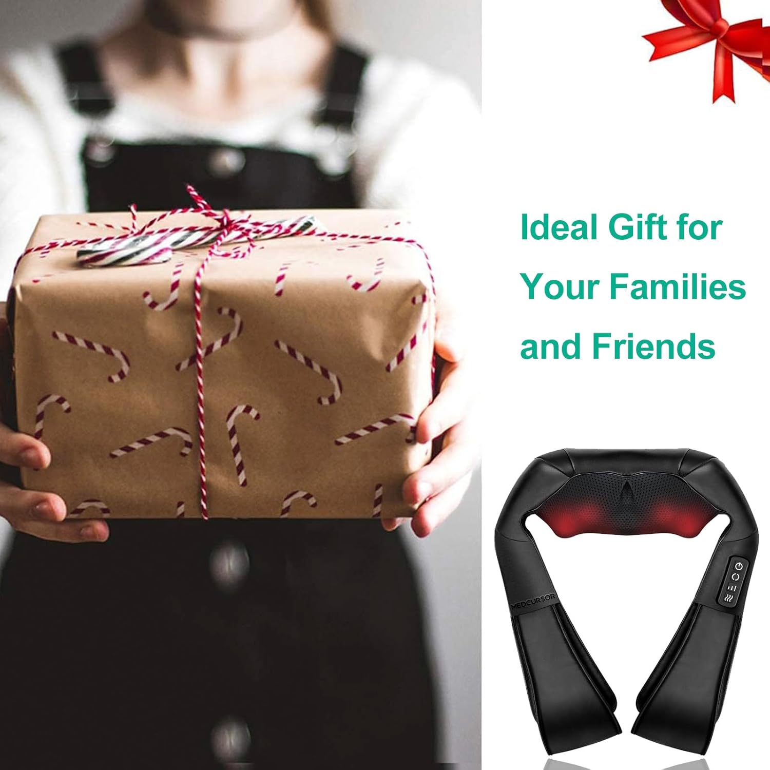 Medcursor Halsmassagegerät mit Wärme, Shiatsu Tiefenmassage, 3D Knetung