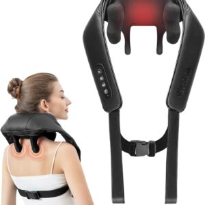 Nekteck Halsmassagegerät Wireless, Shiatsu-Massage mit Wärme, 6D Tiefengewebe-Massage für Zuhause, Büro und Auto, Schwarz