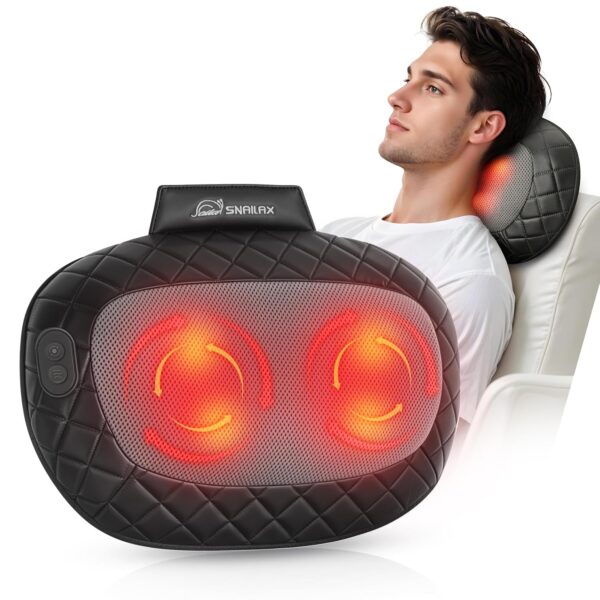 Snailax Shiatsu Massagekissen mit Wärme, 4D Technologie für Nacken, Rücken, Schultern