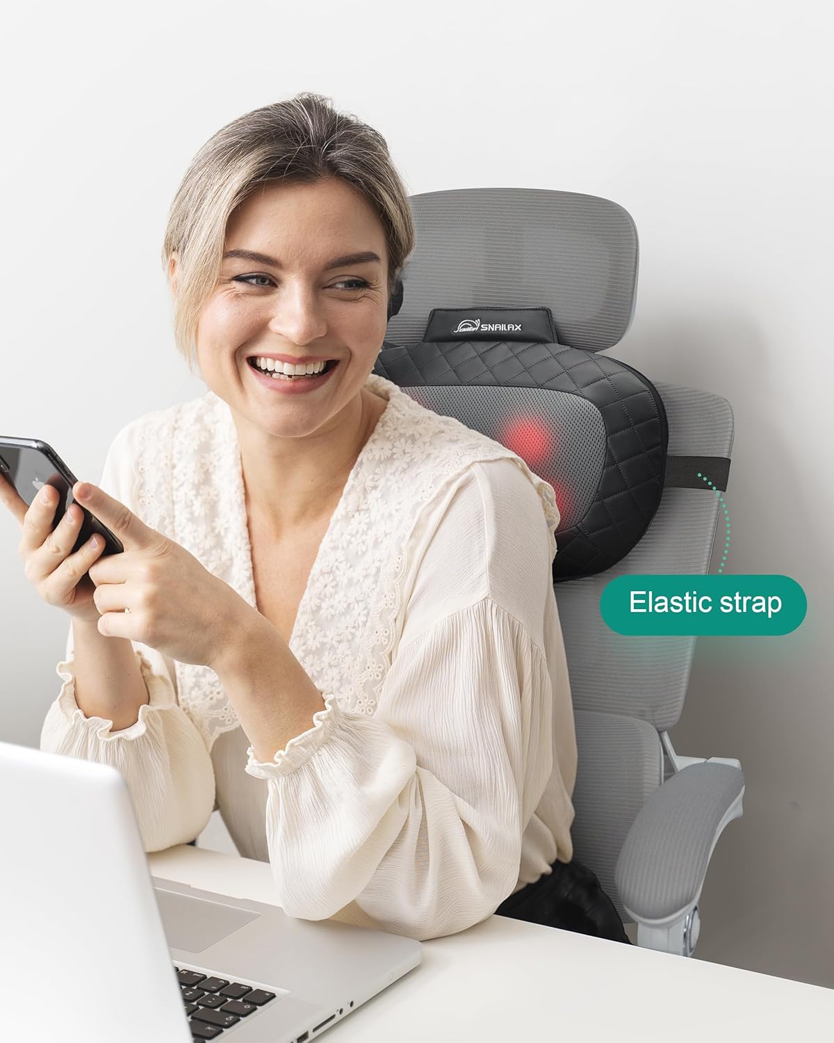 Snailax Shiatsu Massagekissen mit Wärme, 4D Technologie für Nacken, Rücken, Schultern