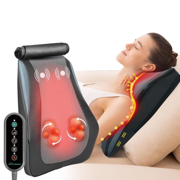 Snailax Shiatsu Nackenmassagekissen mit Wärme und 3D-Knetung, für Rücken und Schultern