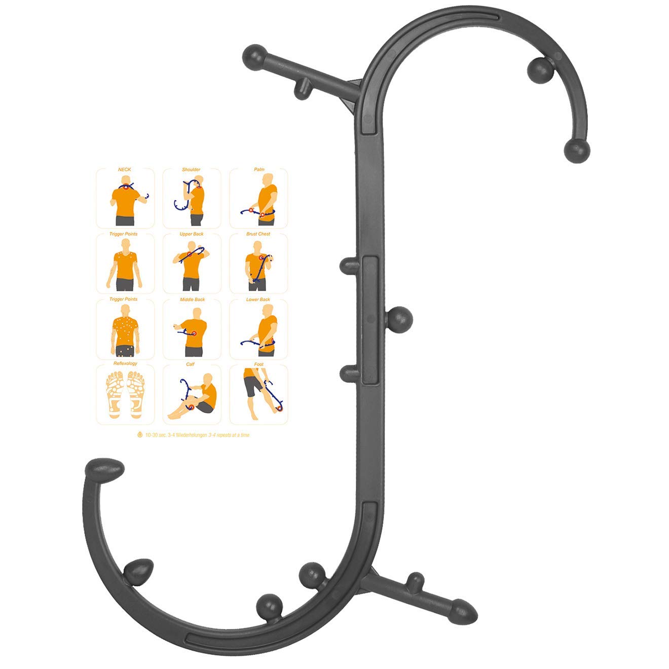 Sokiss Massagestab für Triggerpunkte, S-förmig, Rücken- und Nackenentspannung, myofasziale Selbstmassage