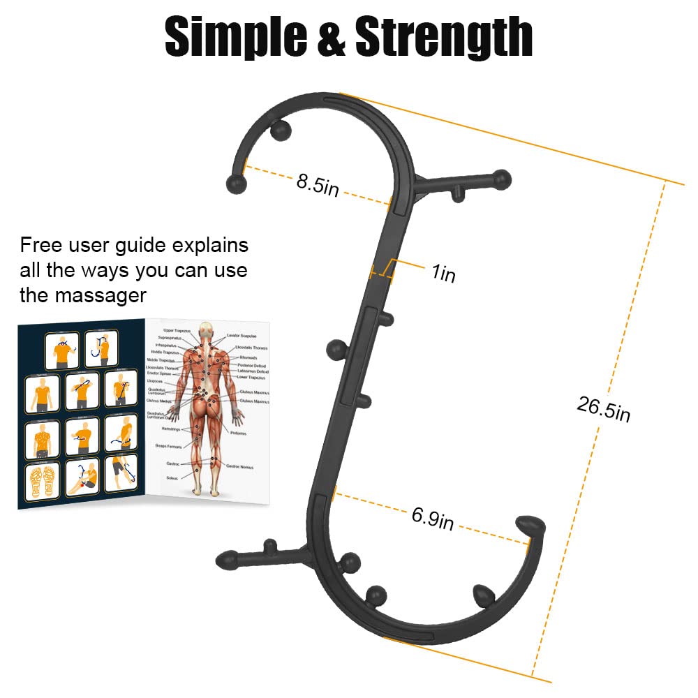 Sokiss Massagestab für Triggerpunkte, S-förmig, Rücken- und Nackenentspannung, myofasziale Selbstmassage