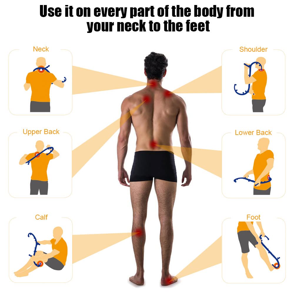 Sokiss Massagestab für Triggerpunkte, S-förmig, Rücken- und Nackenentspannung, myofasziale Selbstmassage