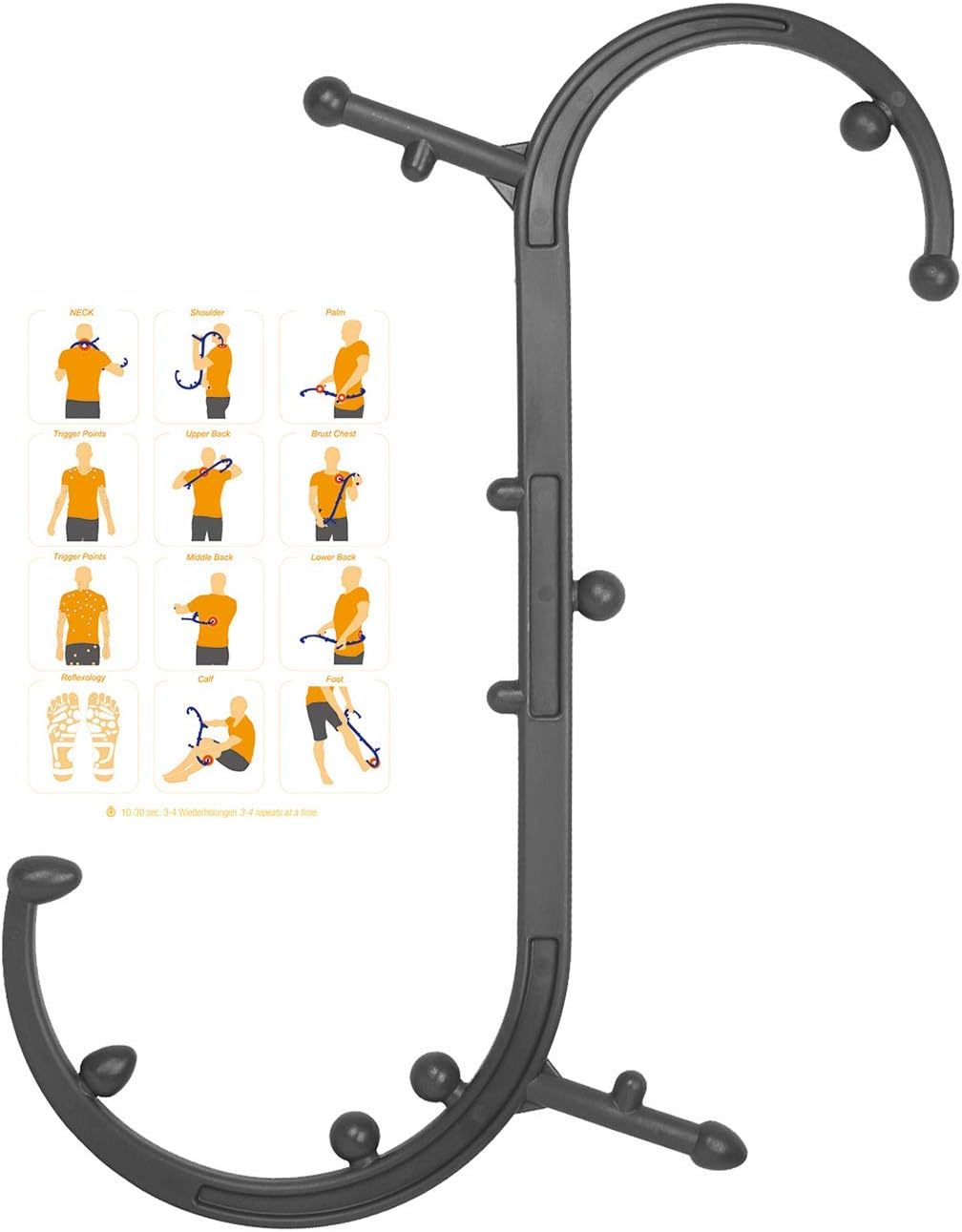 Sokiss Massagestab für Triggerpunkte, S-förmig, Rücken- und Nackenentspannung, myofasziale Selbstmassage