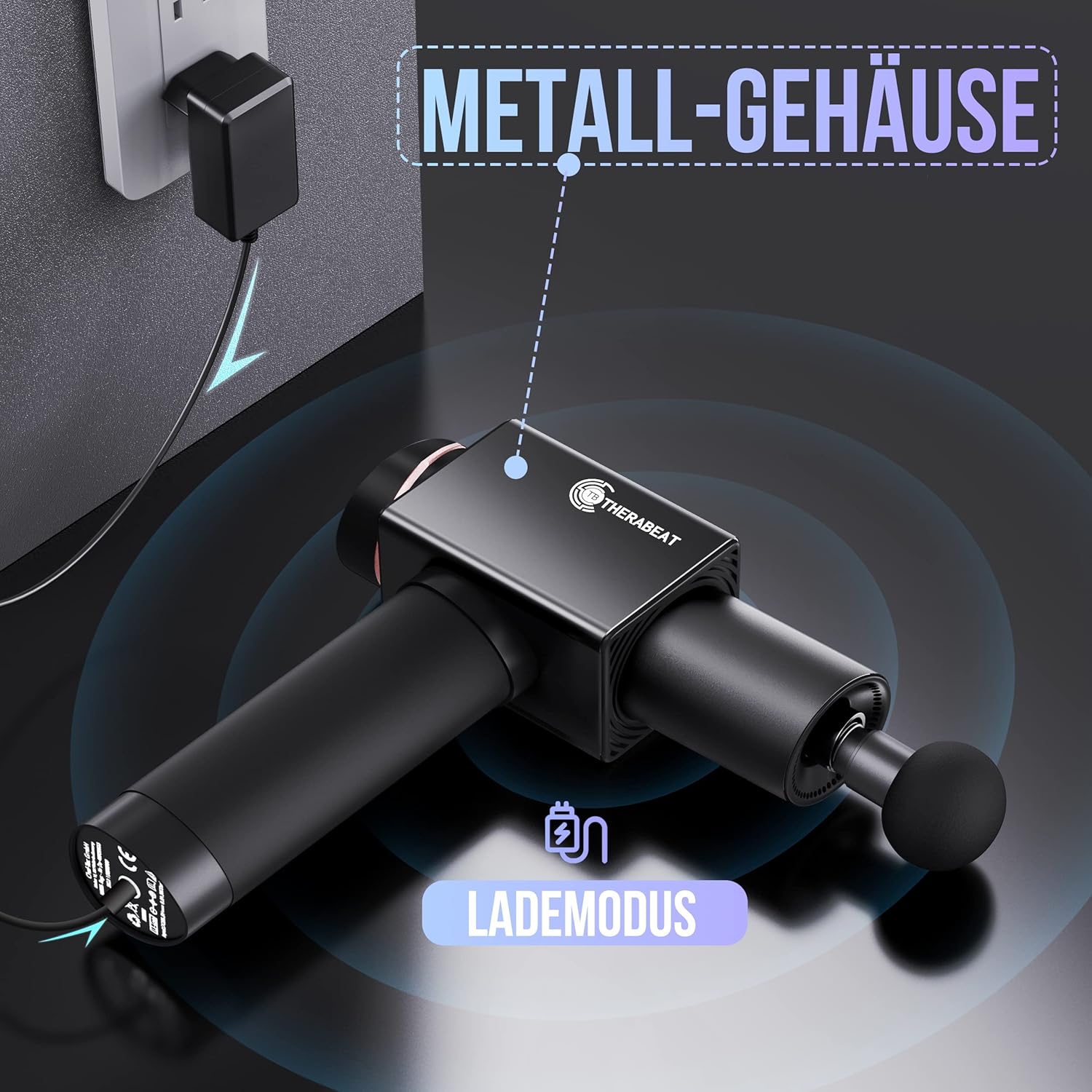 Therabeat Massagepistole 6 Intensitätsstufen 6 Aufsätze Präzisionsmassagegerät