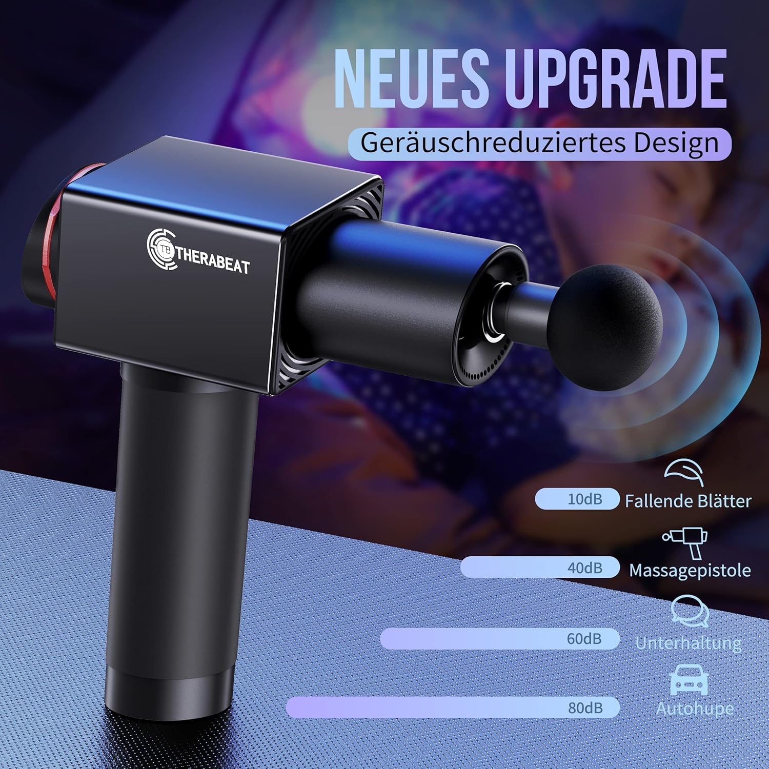 Therabeat Massagepistole 6 Intensitätsstufen 6 Aufsätze Präzisionsmassagegerät