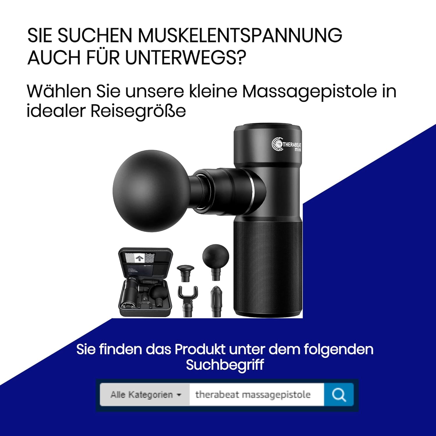 Therabeat Massagepistole 6 Intensitätsstufen 6 Aufsätze Präzisionsmassagegerät