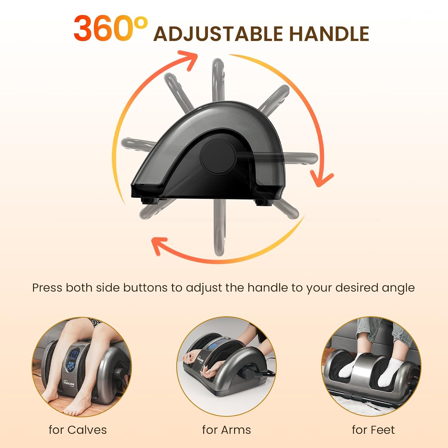 TISSCARE Fußmassager Shiatsu mit Wärme 360° verstellbar Kneten Rollen