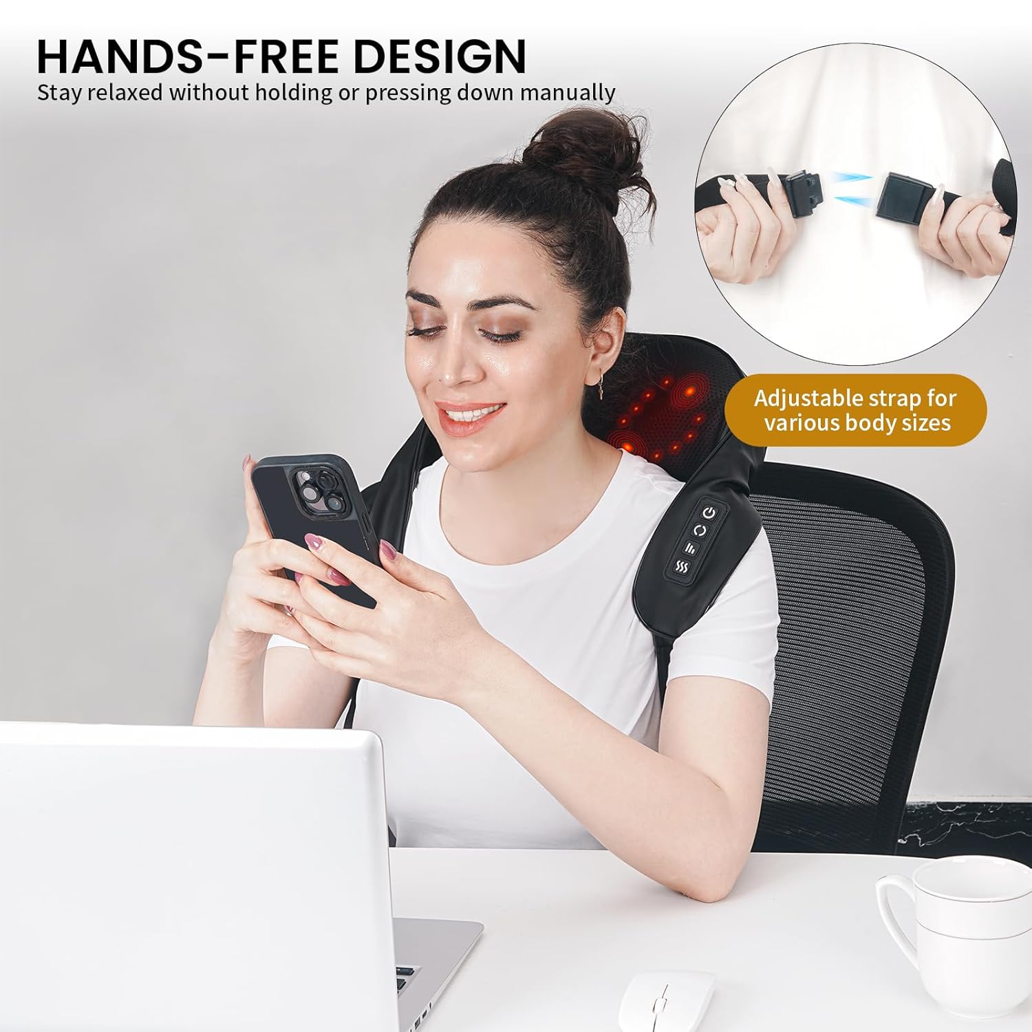 TISSCARE Shiatsu Nackenmassagegerät mit Wärme, elektrische Tiefenmassage für Schultern