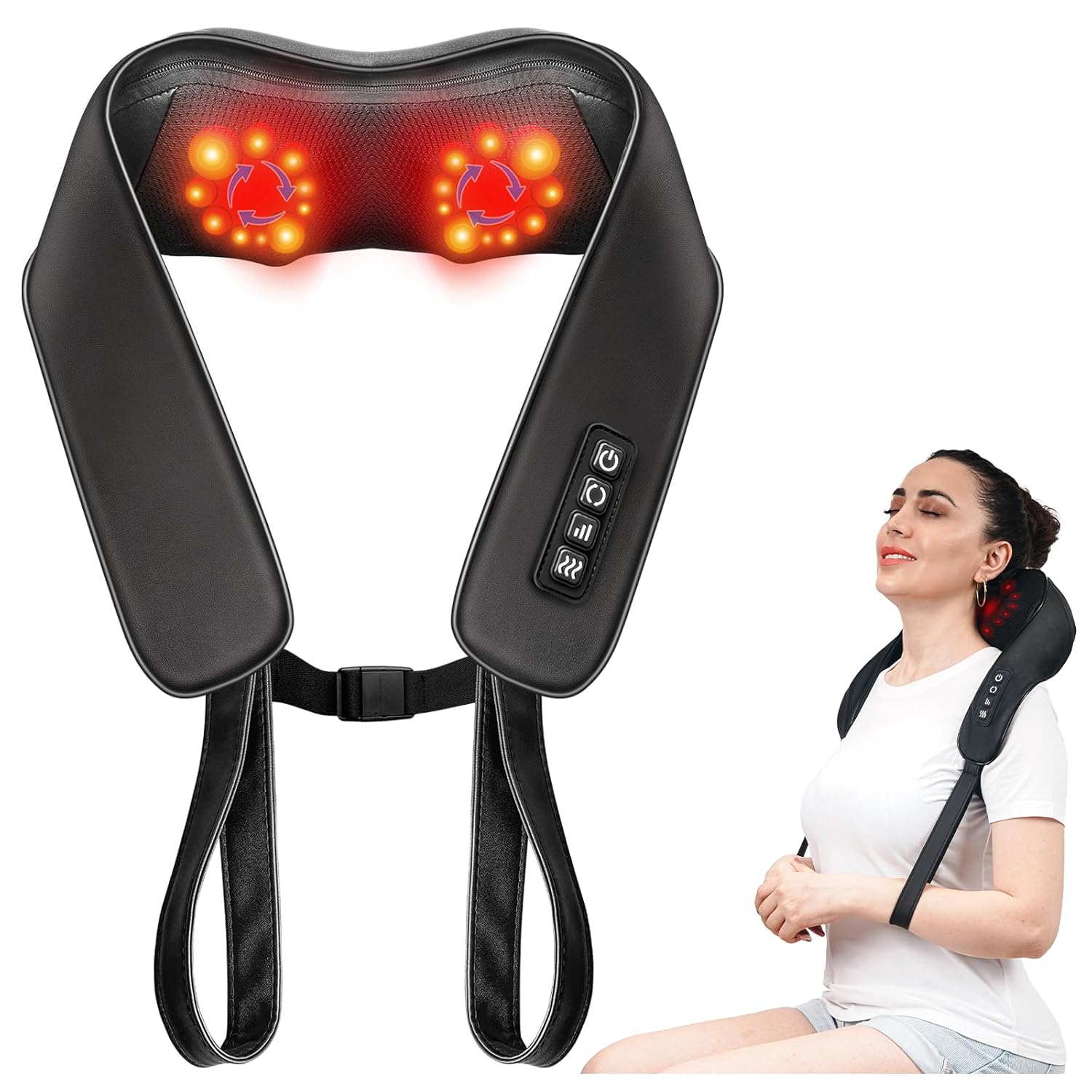 TISSCARE Shiatsu Nackenmassagegerät mit Wärme, elektrische Tiefenmassage für Schultern