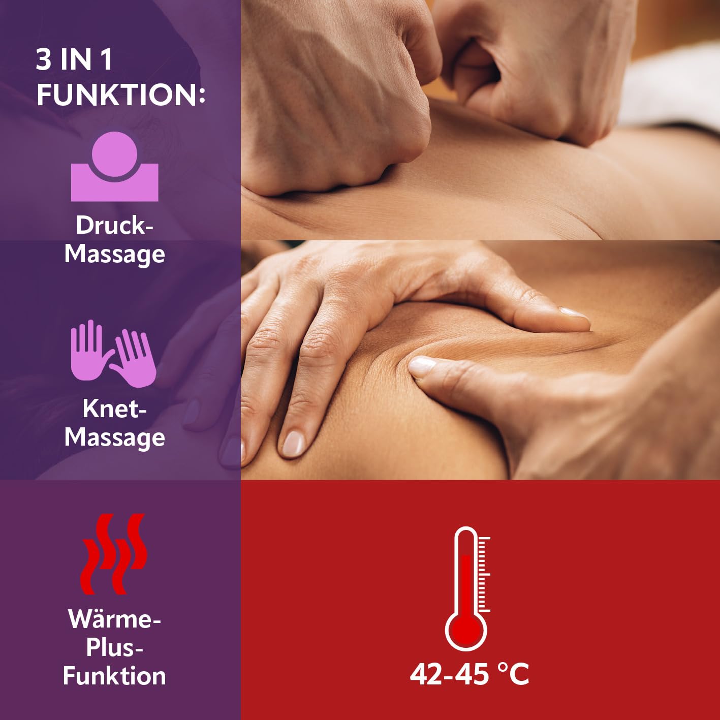 VITALmaxx Shiatsu Halsmassagegerät mit Wärme, für Nacken, Schultern, Rücken, Beine und Bauch. Knet- und Druckmassage für maximale Entspannung