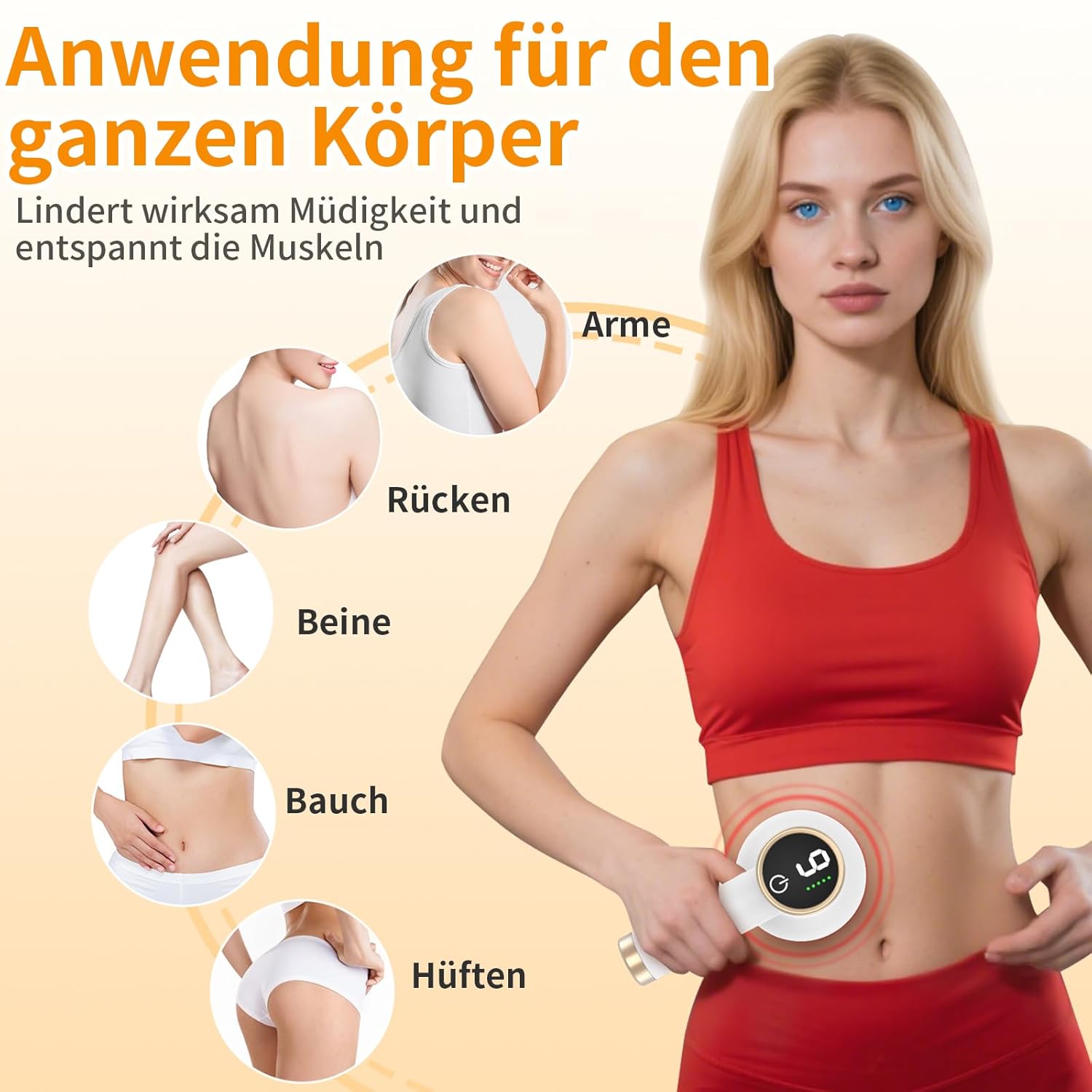 Wireless Anti-Cellulite Massager mit 9 Vibrationen, 8 Aufsätzen - Hautstraffung und Durchblutung - Weiß
