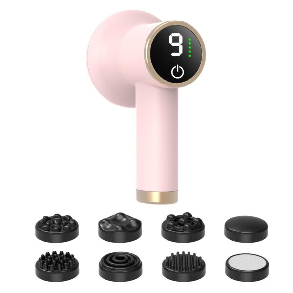 Wireless Anti-Cellulite-Massager mit 9 Vibrationsstufen & 8 Aufsätzen – Hautstraffung, Cellulite-Reduktion, verbesserte Durchblutung, wiederaufladbar, pink