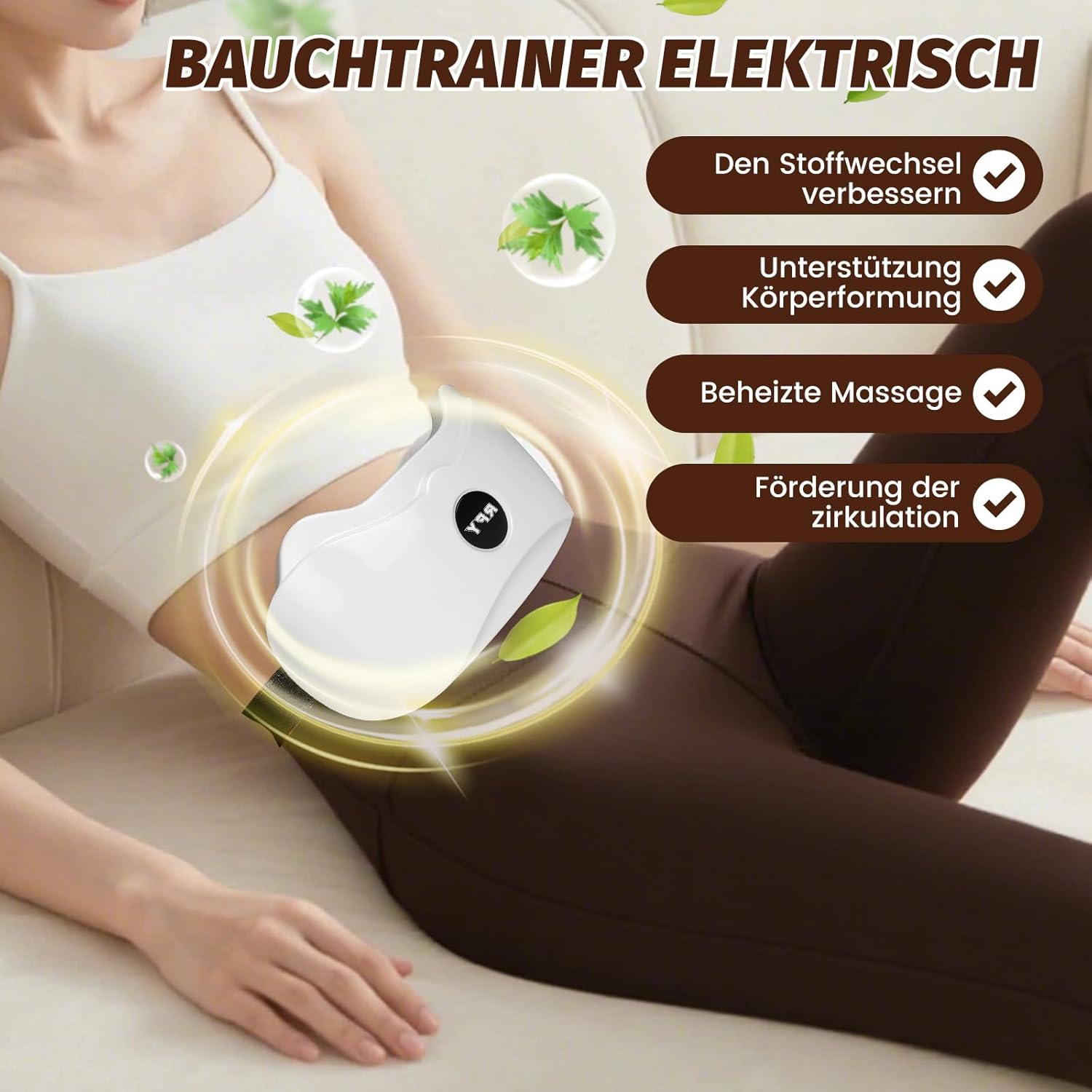 Wireless Bauch-Massager, Wiederaufladbarer Bauchtrainer zur Fettverbrennung mit 3 Stufen und 2 Modi
