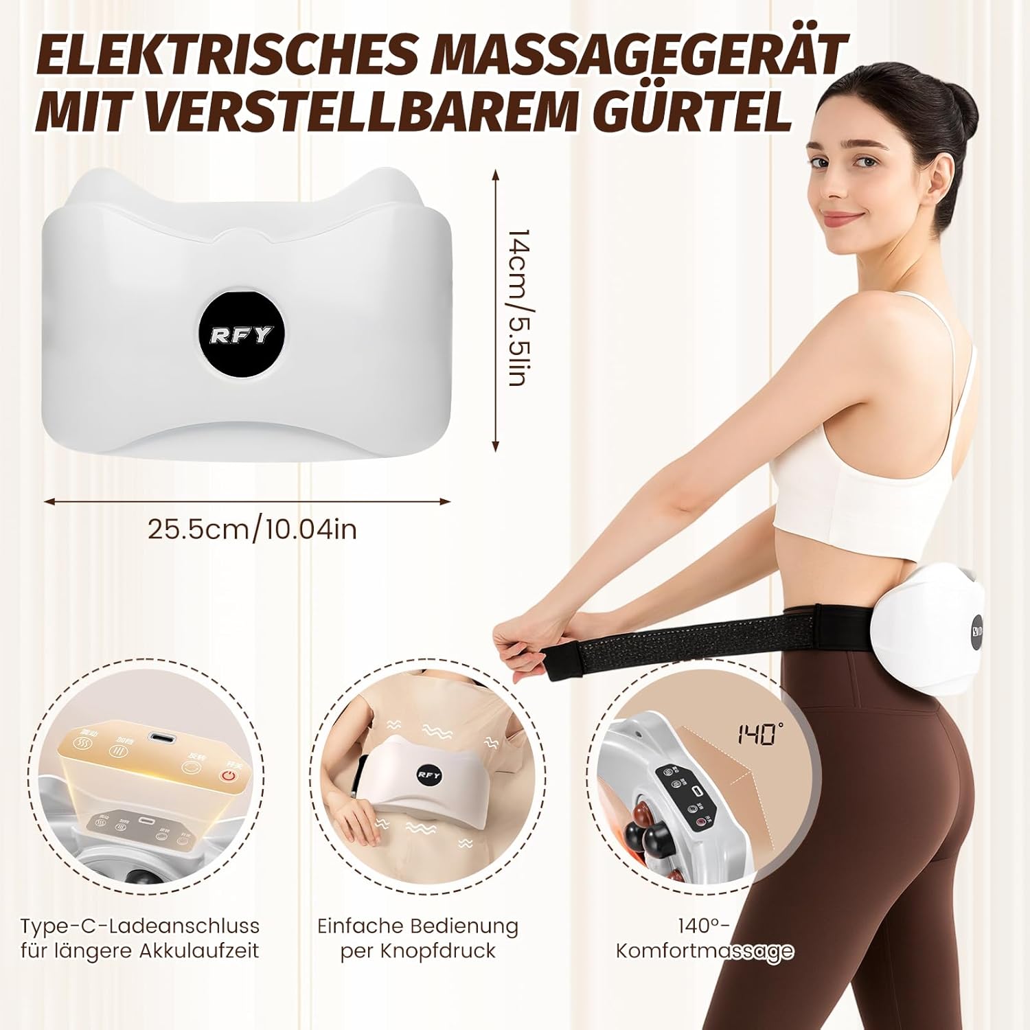 Wireless Bauch-Massager, Wiederaufladbarer Bauchtrainer zur Fettverbrennung mit 3 Stufen und 2 Modi